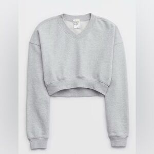 OFFLINE but Aerie Gray Maybe Later V-Neck Cropped Sweater